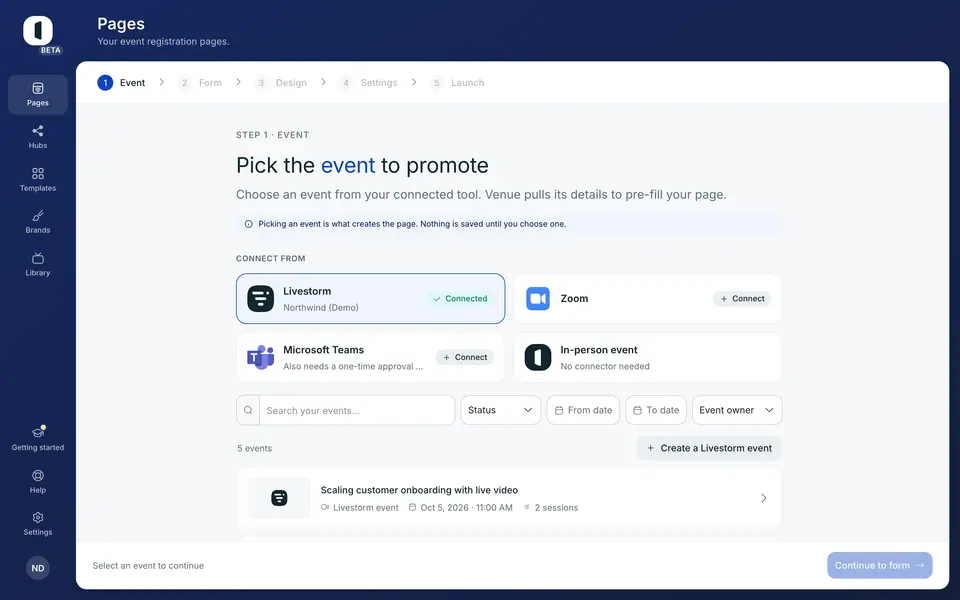 A source that is not connected yet offers “Connect” on its card.