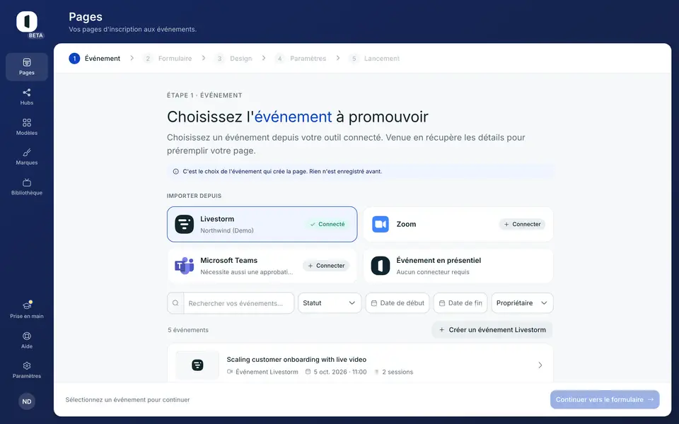 Une source pas encore connectée propose « Connecter » sur sa carte.